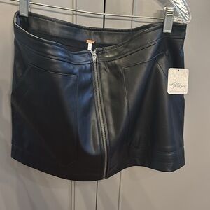 NWT free people faux leather black skirt